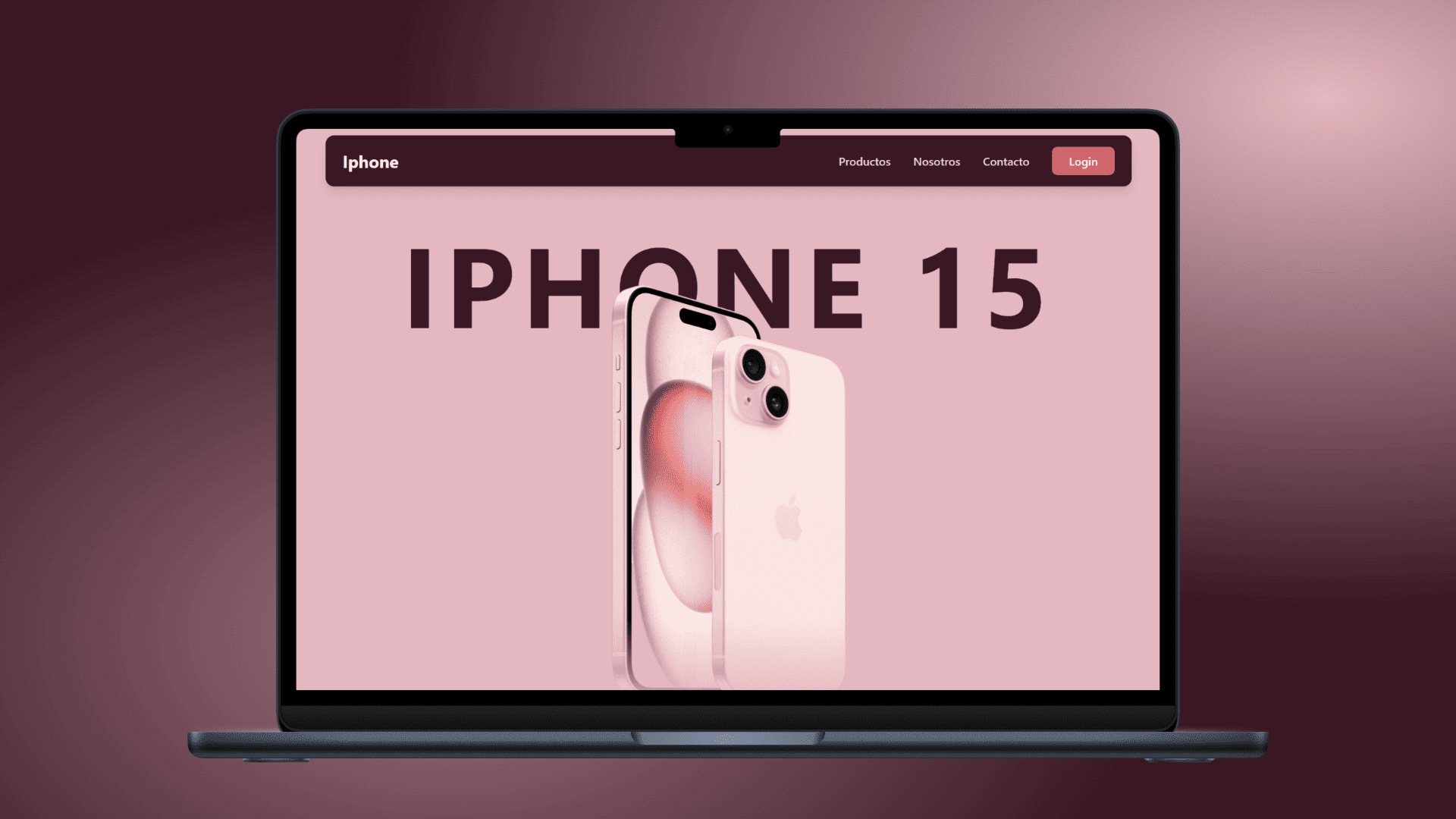 Landing page del iPhone 15 mostrando diseño moderno y características